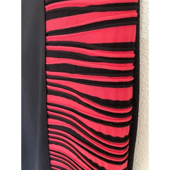 Cynthia Rowley Sz 8 Striped Bodycon Dress Black Red Colorblock Sheath Sleeveless - Picture 3 of 7
